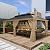 HAPPATIO 12' x 20' Hardtop Gazebo, Outdoor Wood Grain Frame Aluminum with Galvanized Steel Double Roof, Patio Metal Gazebo Canopy with Netting and Curtains for Patio, Deck, Backyard (Beige)