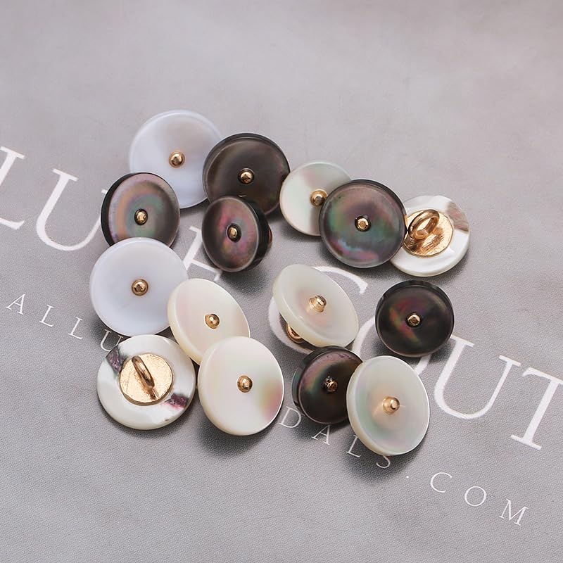 100 Pezzi 15MM Conchiglia di Taro Naturale Conchiglia di Disco Nero Bottoni Cuciti a Mano per Polsini Rotondi Camicie Maglioni Bottoni Alti Bottoni di Conchiglia Naturale