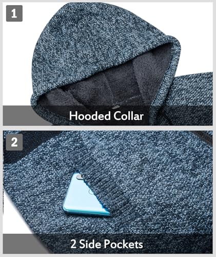 Image of LLdress Mens Knit Cardigan Sweaters Sherpa Lined Full Zip Hoodie With Pockets
