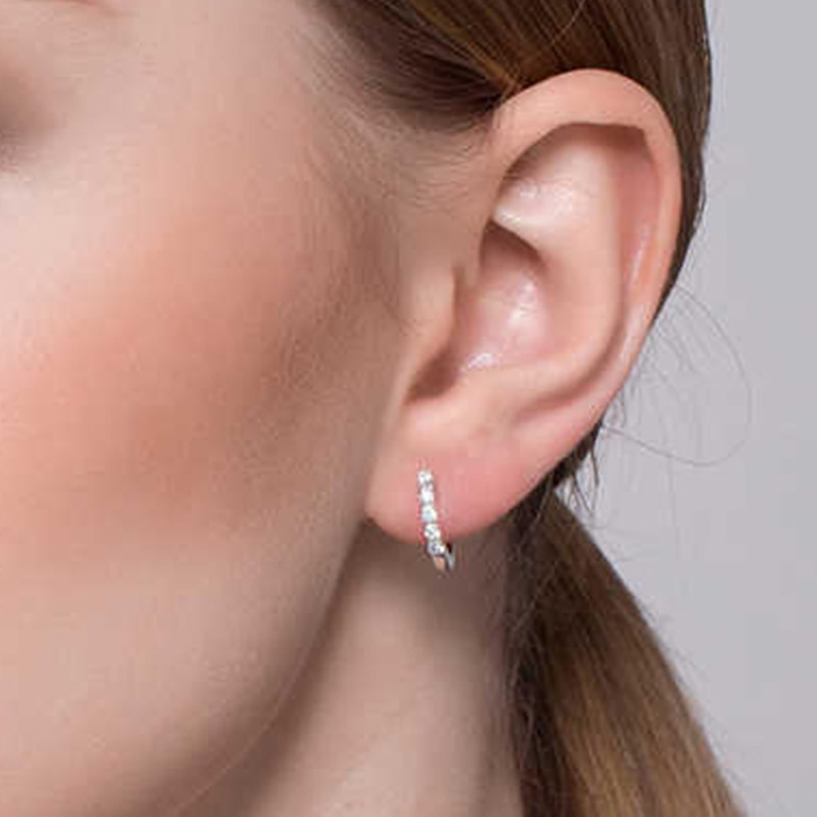 KnSam Creole Hoop 750 prawdziwe białe złoto, 0,2 ct laboratorium stworzone diamenty damskie kolczyki klasyczne szlif okrągły biały, biżuteria damska kolczyki 18K