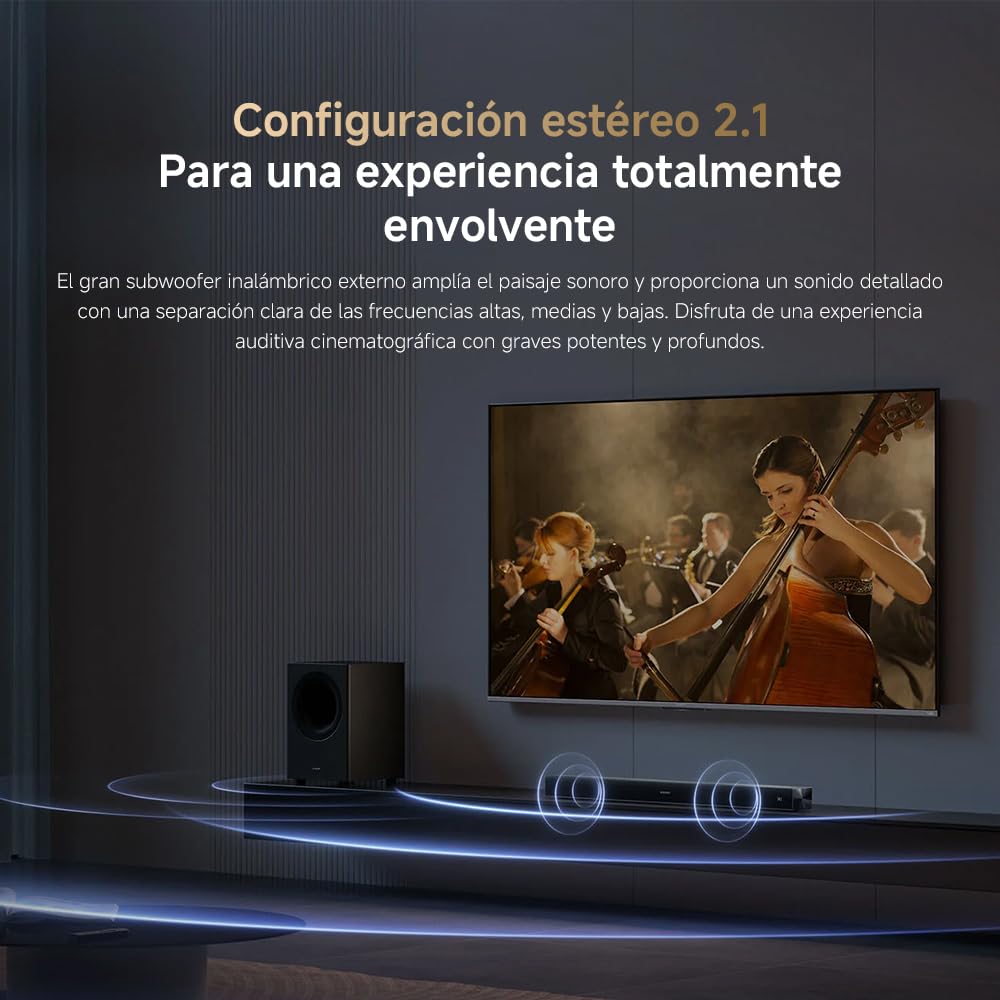 XIAOMI Soundbar Pro 2.1ch-Barra de Sonido TV de 300W con Graves potentes y subwoofer inalámbrico Externo. Compatible con Dolby Audio™ y DTS Virtual:X. Conexiones HDMI ARC/Óptico/Coaxial/Bluetooth