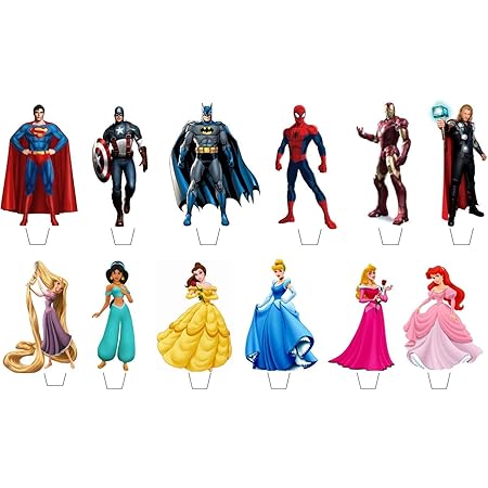 Superhero And Princess Party Edible Cupcake Fairy Cake Toppers Amazon Co Uk Grocery