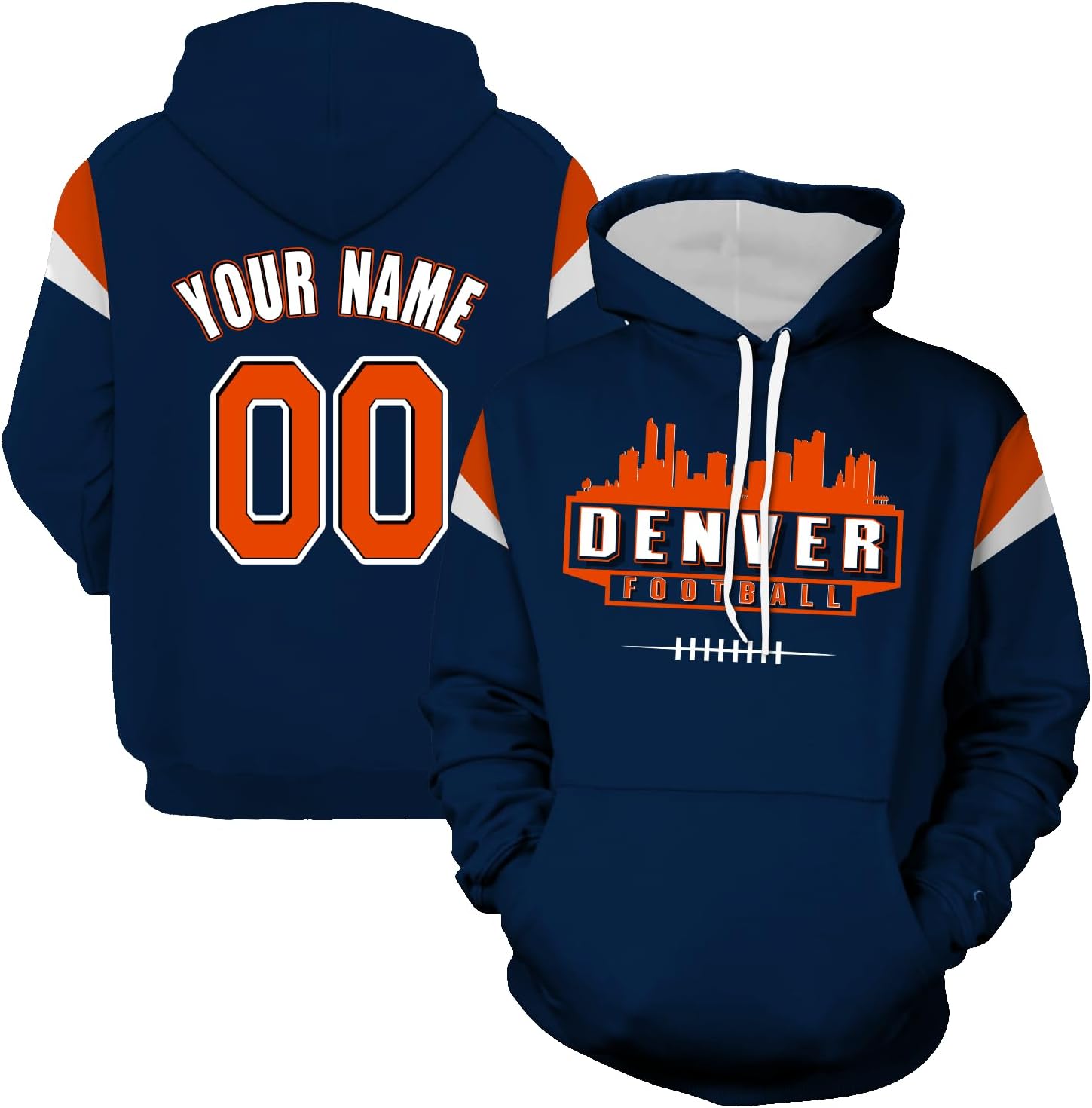 Custom Hoodies for Men Football City Gifts for Men Women Youth Fans Hooded Pullover Sweatershirt Name & Number