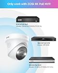ZOSI 4K PoE Add on Security Camera with Person Vehicle Detection, Sound & Light Alarm, 2 Way Audio, Color Night Vision, 8MP Weatherproof Outdoor Indoor Dome IP Cam, Only Work with ZOSI 4K PoE NVR