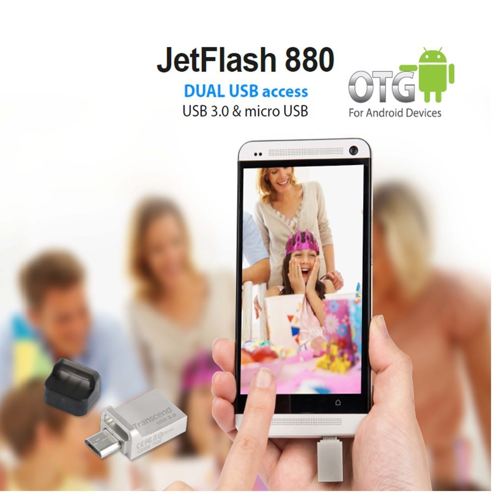 Transcend Ts16Gjf880S Pen Drive Usb 3.0 Otg Android 16 Gb, Argento