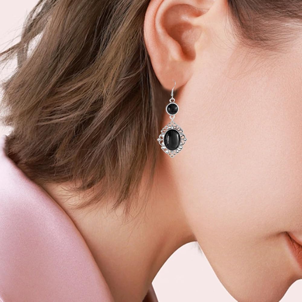 Halloween Earrings for Women Goth Red Purple Black Crystal Dangle Earrings Vintage Victorian Earring Blood Drop Earring Mysterious Witch Earrings Halloween Jewelry Accessories - Image 2