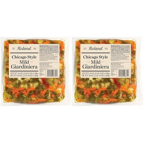 Roland Foods Chicago Style Giardiniera, suave, 56 onzas (paquete de 2)