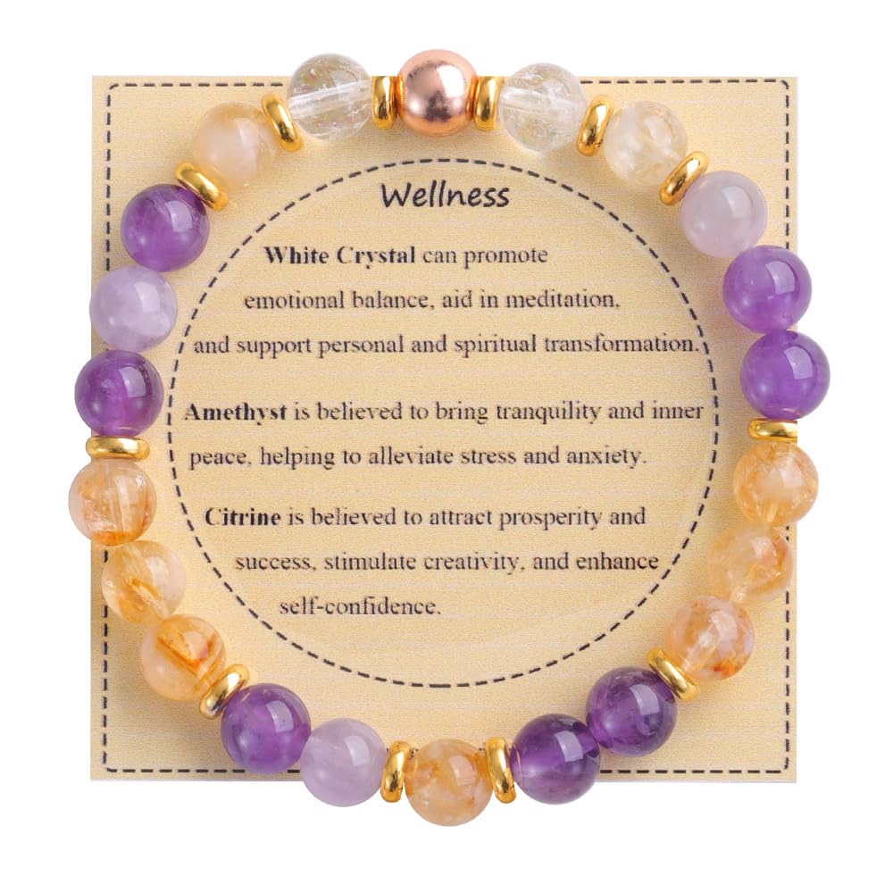 KSQS Healing Stone Bead Bracelet for Women, Natural Gemstones Balance Protection Bracelet, Spiritual Crystal Beads Bracelet Anxiety Relief with