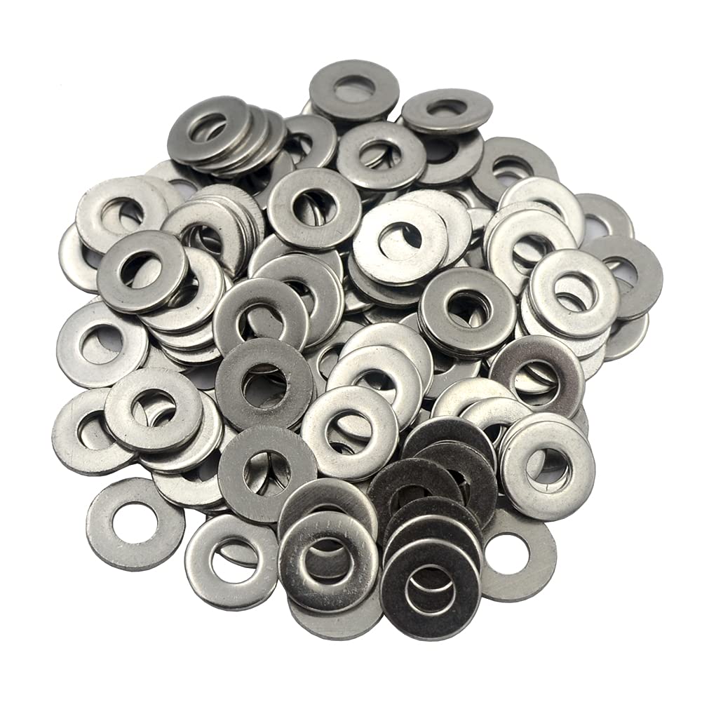 DGOL 200 pcs #10 304 Stainless Steel SAE Flat Washer, Outer Diameter 1/2 inch Washers Assortment Kit