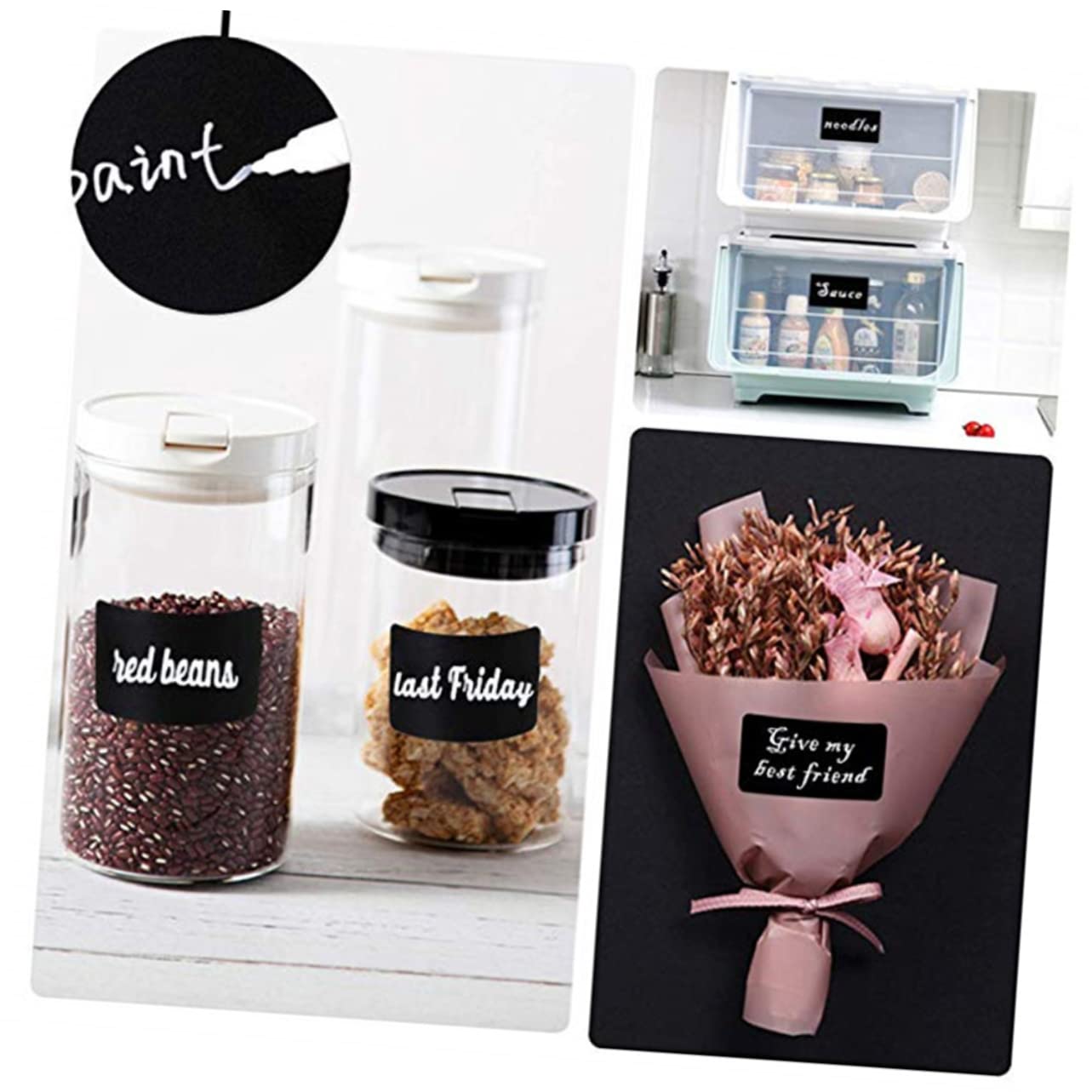 EXCEART 360fogli Etichette Lavagna Impermeabili Adesivi Per Barattoli e Contenitori Etichette Riutilizzabili Per Cucina e Ufficio Facili Da Personalizzare e Rimuovere