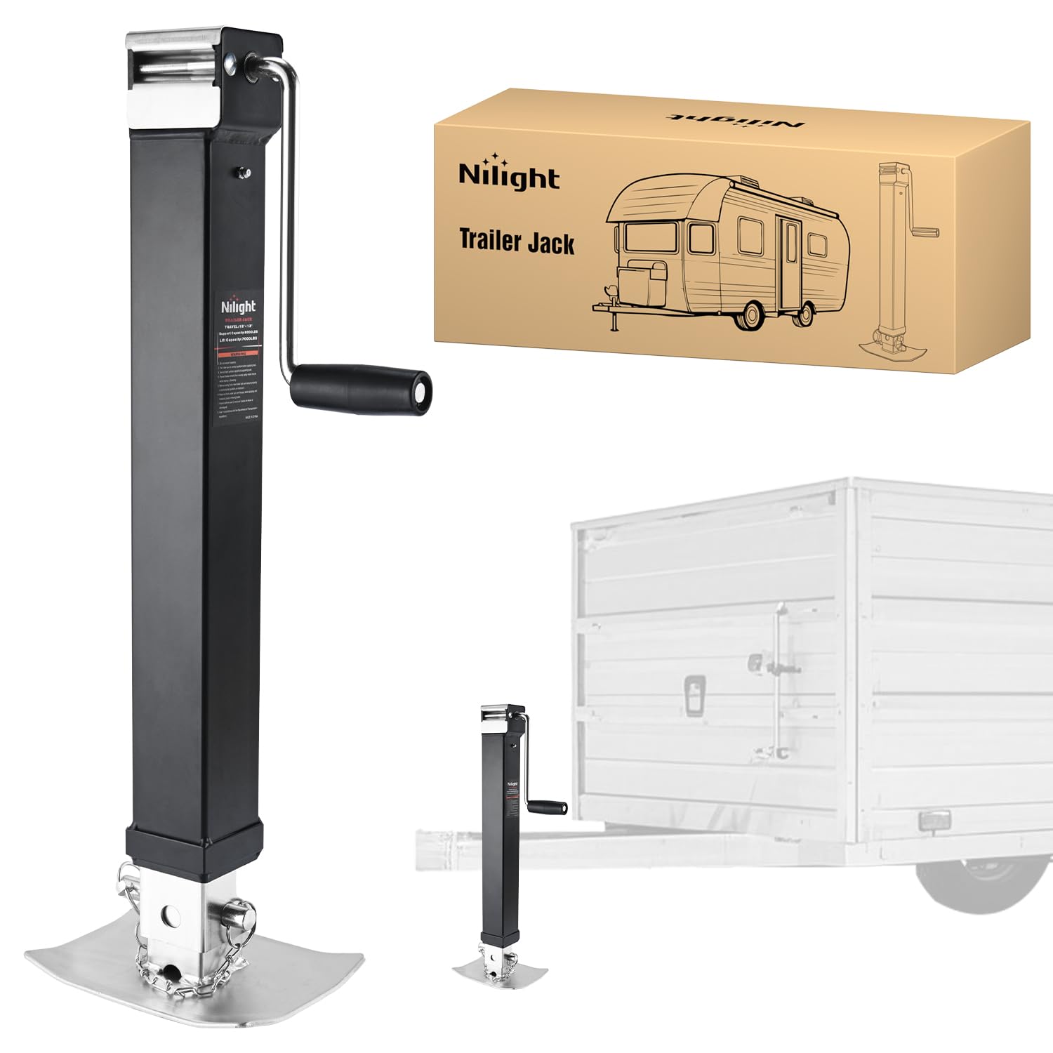Nilight Trailer Jack 8000 LBS Weld On Heavy Duty Trailer Jacks Alloy Steel Square Direct Utility Trailers Tongue Jack 14 Inch Lift Adjustable Drop Leg