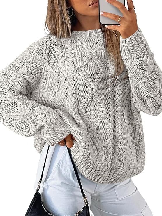 Womens Fall Oversized Pullover Sweaters Casual Loose Crewneck Long Sleeve Chunky Cable Knit Top Winter Fashion Clothing 2025