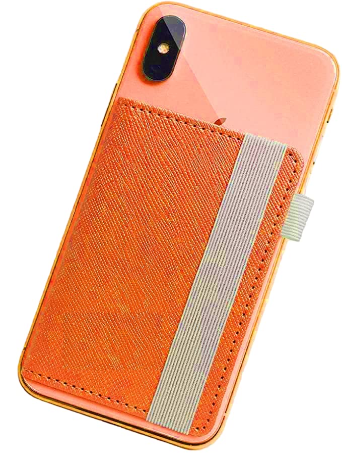 ClickCase Card Holder,Stick on Phone Wallet for Back of Mobile or Case,Multipurpose 3M Adhesive Phone Back Stand Wallet for All Smart Phones (Tan Brown)