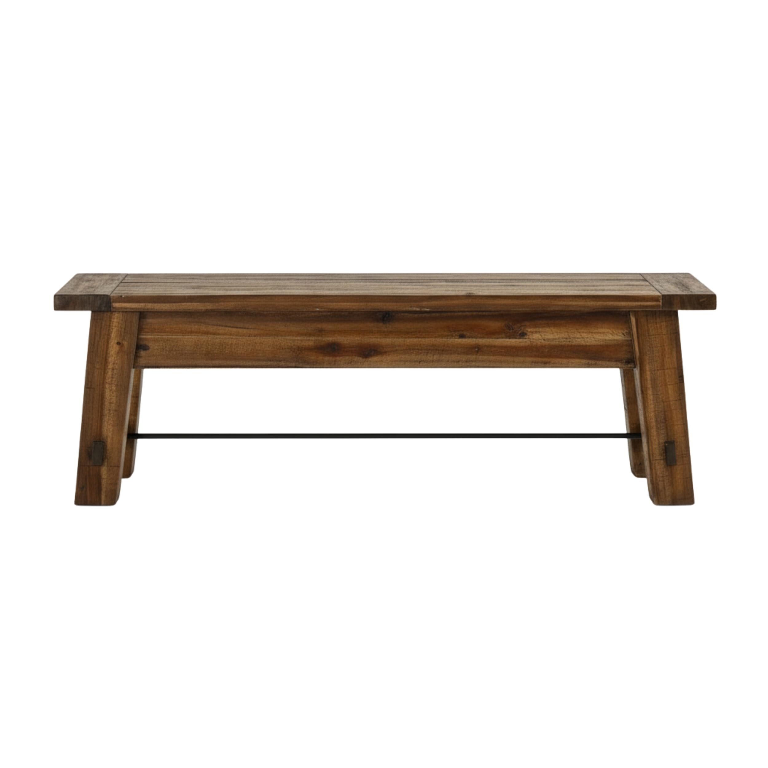 Durango Rustic Farmhouse Style 60-Inch Wood Bench - Industrial Modern Accent Furniture with Solid Wood Seat for Entryway, Dining Room, Hallway, Foyer, or Kitchen by Alaterre Furniture | Large Shoe Bench with Metal Rod Accent, Modern Farmhouse Table Bench