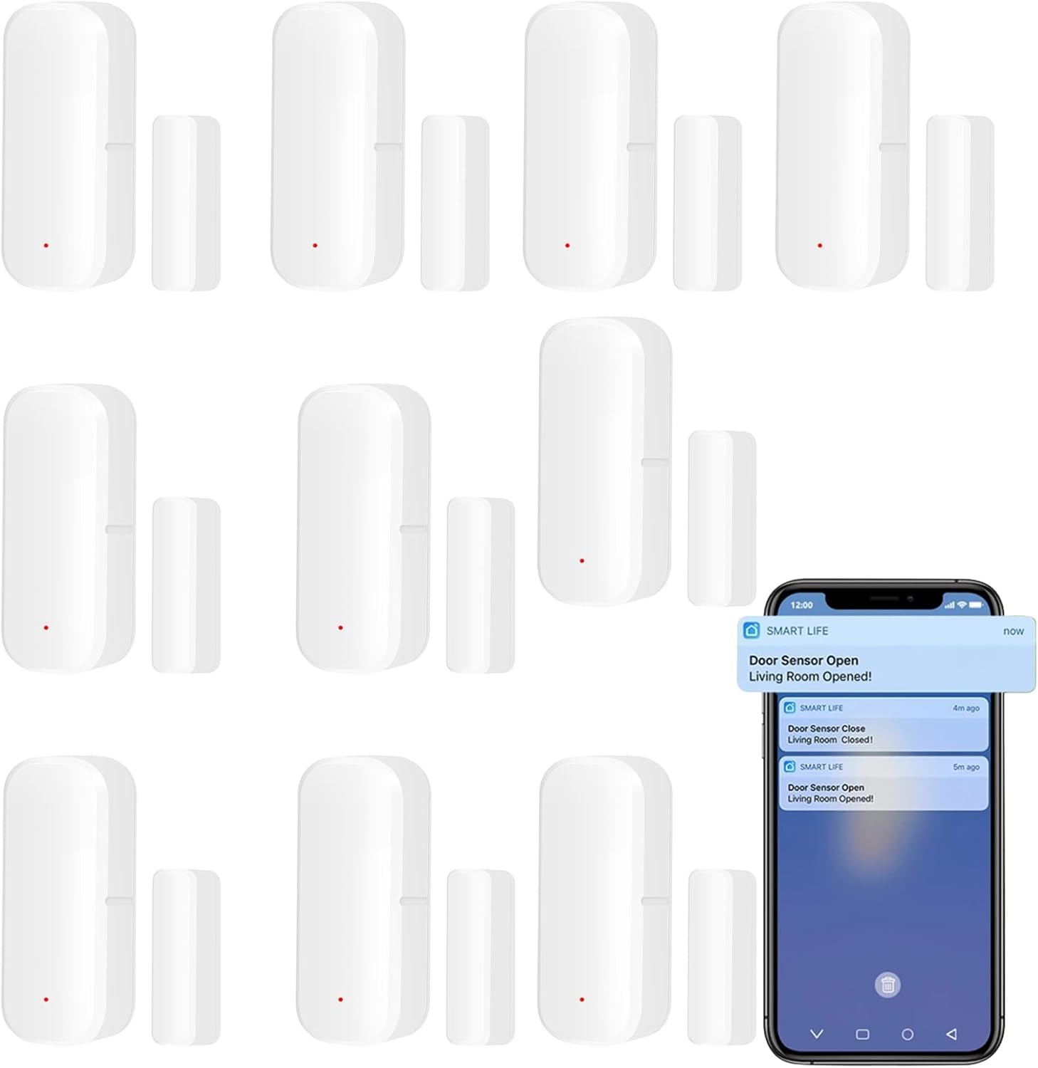 10xZigbee Smart Türsensor, WiFi Smart Türsensor, Smart-Home-Systemen, kabelloser Fensterkontakt-Sensor für Heimsicherheit und Smart-Home-Automatisierung