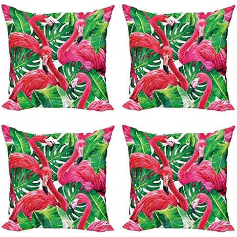 ABAKUHAUS Flamenco Set de 4 Fundas para Cojín Cover