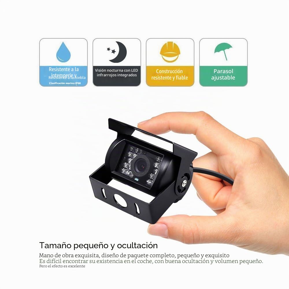 CAMECHO Cámara de Seguridad IR Visión Nocturna sin Línea de Guía sin Cambio de Color, Impermeable, 4 Pines, Conector de Aviación, Cámara de Visión Trasera para Bus/RV/Camión/Remolque