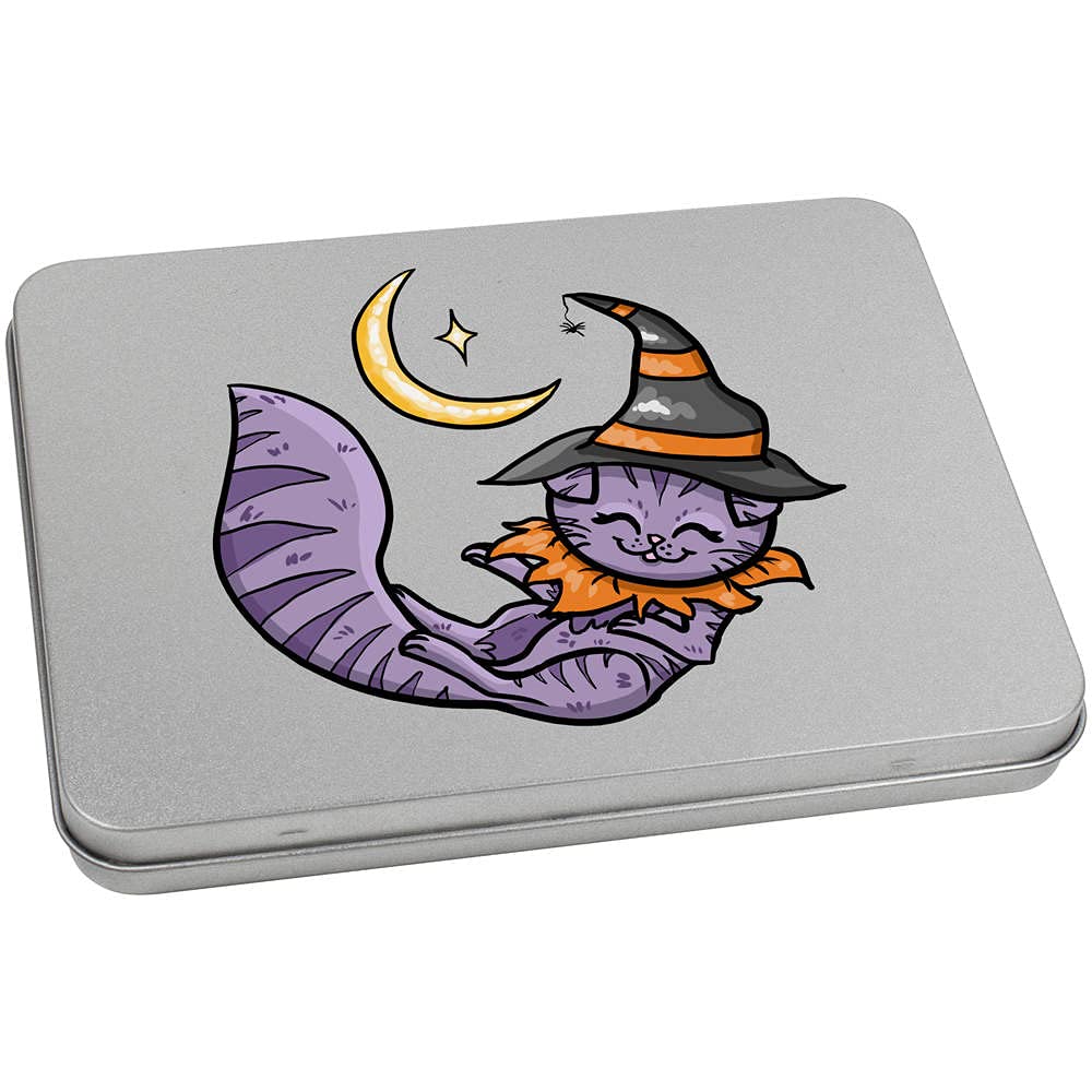 Azeeda 170mm 'Cat Witch' Metal Hinged Tin/Storage Box (TT00155596)