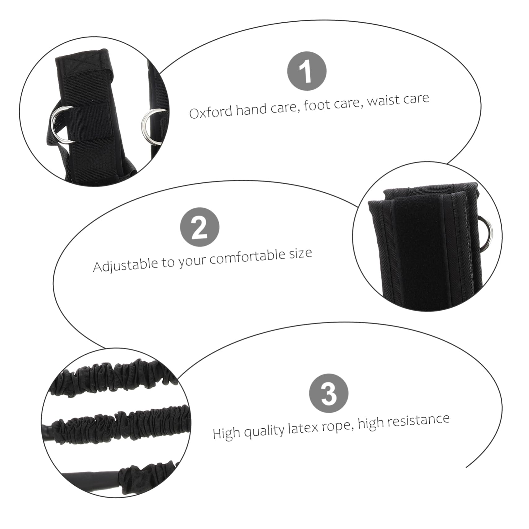 Fitness Widerstandsband Satz 20lbs mit Oxfordstoff und Latexseil