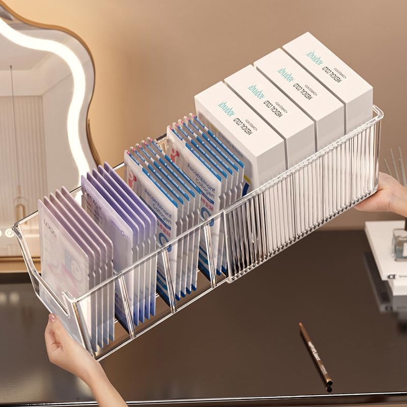 Miniatura 4 de Organizador de maquillaje acrílico extensible con divisores extraíbles, almacenamiento de baño impermeable para máscaras de sábanas,