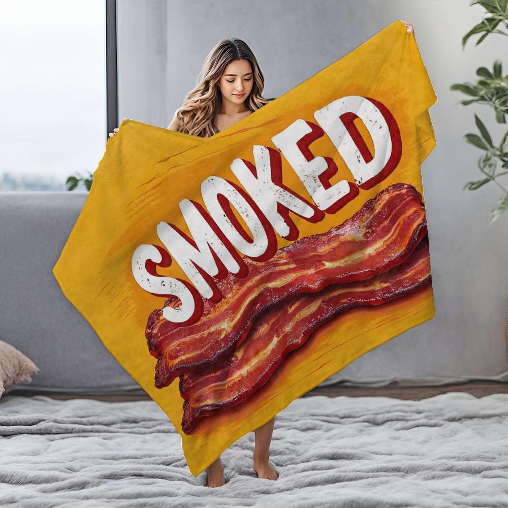Couverture lit flanelle bacon fumé 150x200 pour chambre