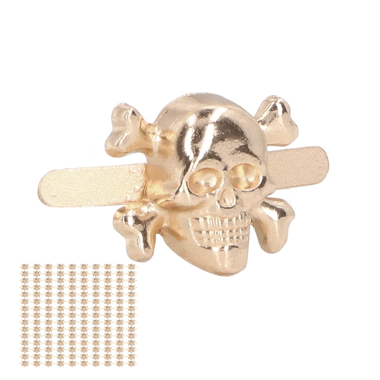 150 piezas de remaches de calavera estilo gótico de moda hermosos accesorios de perno de calavera para zapatos DIY bolsas de ropa (Oro)