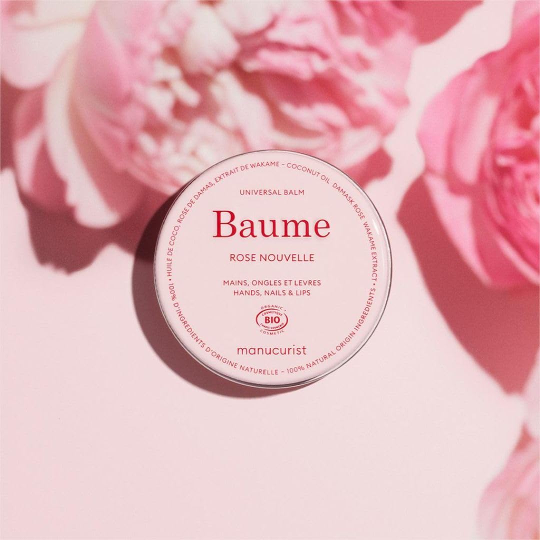 Manucurist Pink Balm – Wielofunkcyjny, w 100% naturalny balsam do ust, dłoni i paznokci – Olej kokosowy, olejek z róży