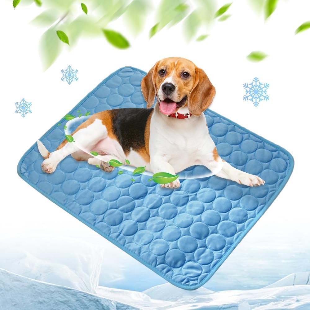 Tapis rafraîchissant pour chien et chat - Tapis rafraîchissant lavable et portable pour la maison (bleu, 71,1 x 55,9 cm)