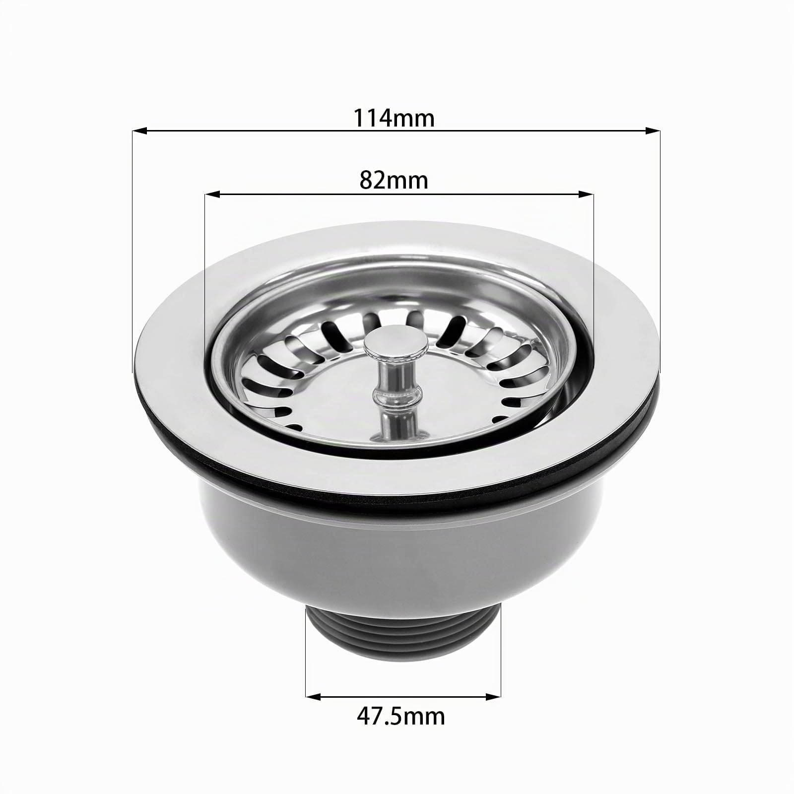 Sink Collection - Panier d'évier de cuisine en acier inoxydable - 114 mm - Pour évier de cuisine de 83 à 90 mm de diamètre