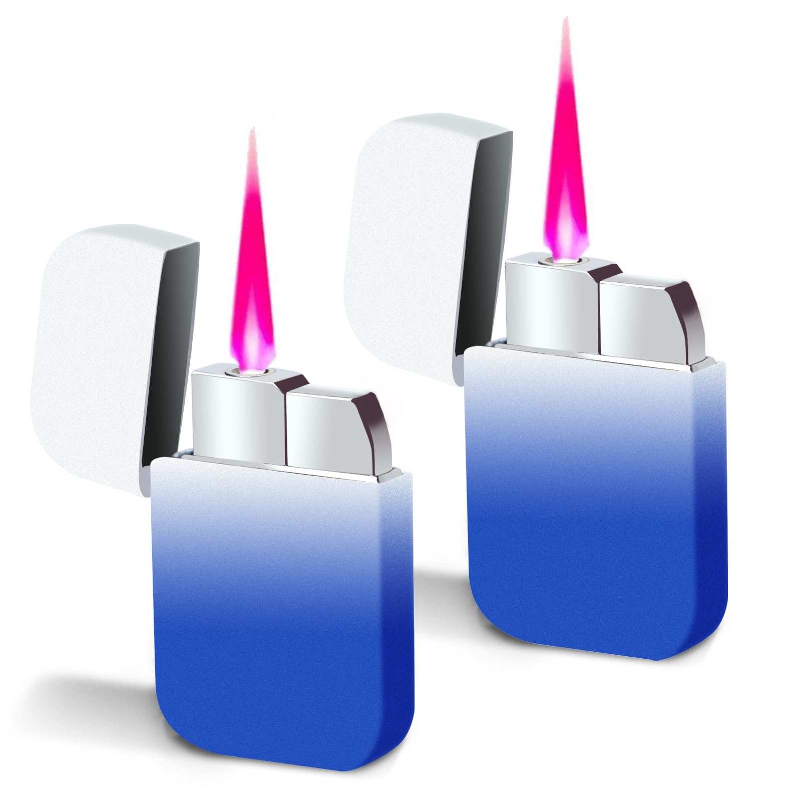 2 Pack Torch Windproof Pink Flame Lighter Cute Refillable Butane Pocket Pink Lighter for Women Man Daily Use