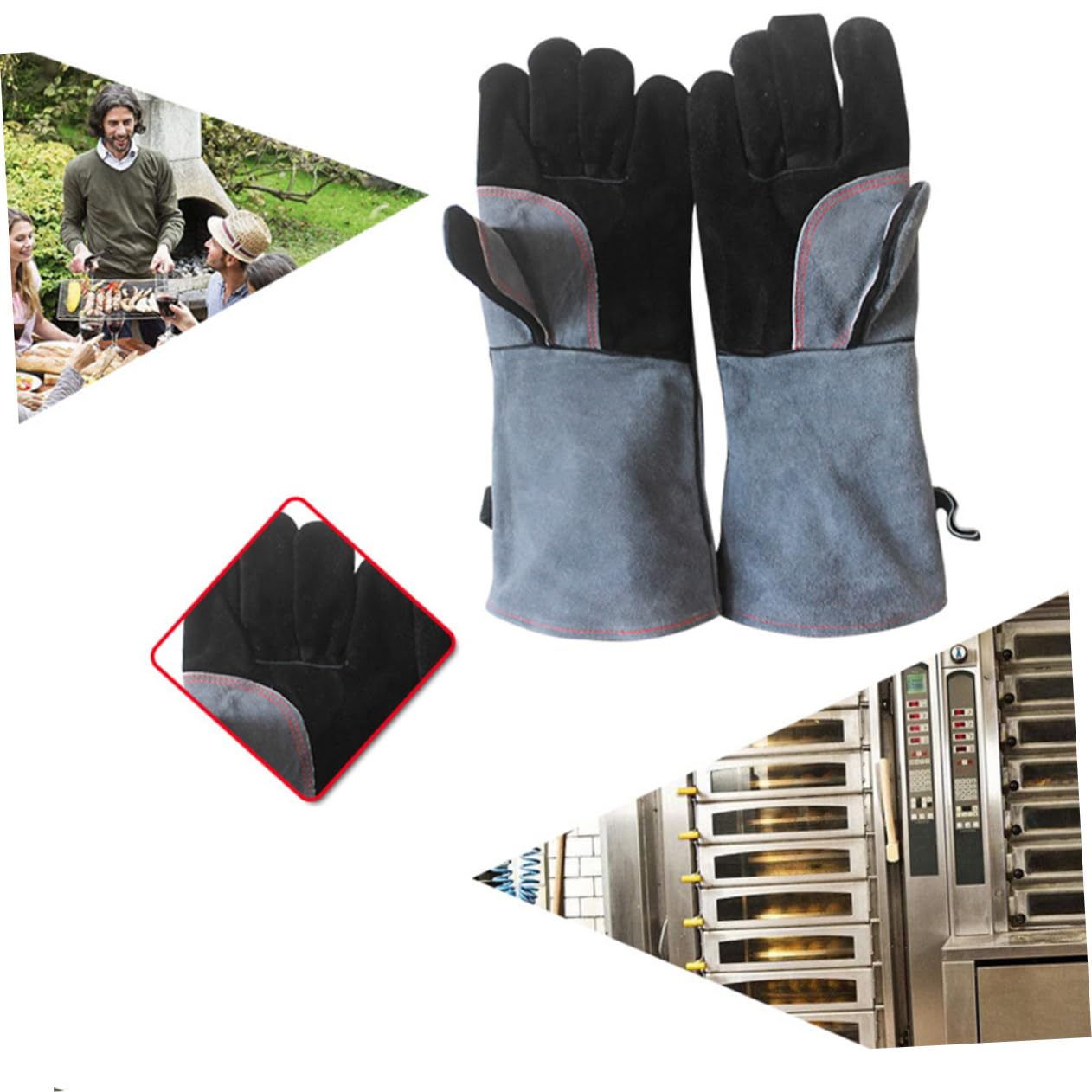 Zerodeko Guanti Da Forno e Resistenti Al Calore Di Mucca Antiscivolo e Confortevoli Per Cottura Barbecue Saldatura e Cottura Al Forno