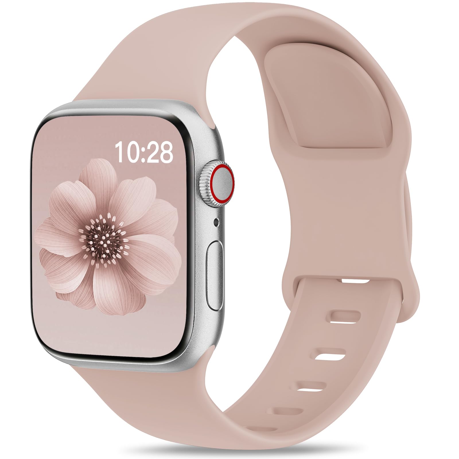 Sport Band Compatible with Apple Watch Bands 40mm 44mm 41mm 38mm 45mm 42mm 49mm for Men Women, Soft Silicone Strap Waterproof Replacement for iWatch Series 9 SE 8 7 6 5 4 3 2 1 Ultra/Ultra 2 Milk Tea