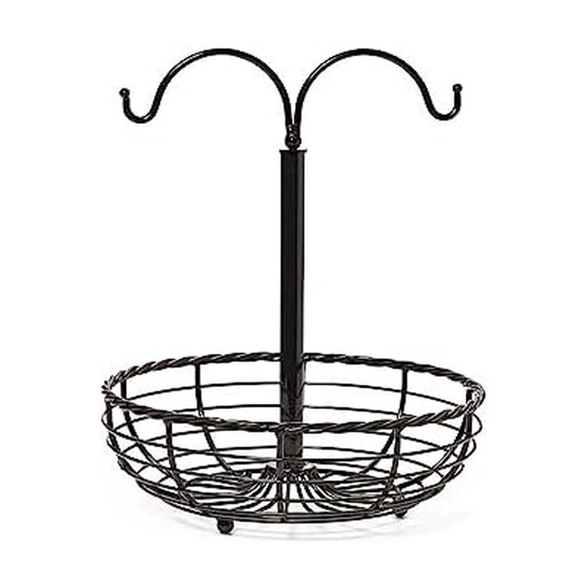 Gourmet Basics by Mikasa 5153169 Rope Metal Fruit Basket with Double Banana Hook, Antique Black