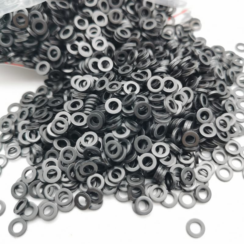 100Pcs M0.8 Thickness 0.15/0.2/0.25/0.3mm High Precision Gasket Polyslider Graphite Nylon Flat Washer Grommet Cushion Ring Black - (Outer Diameter: M0.8x4mmx0.15mm)