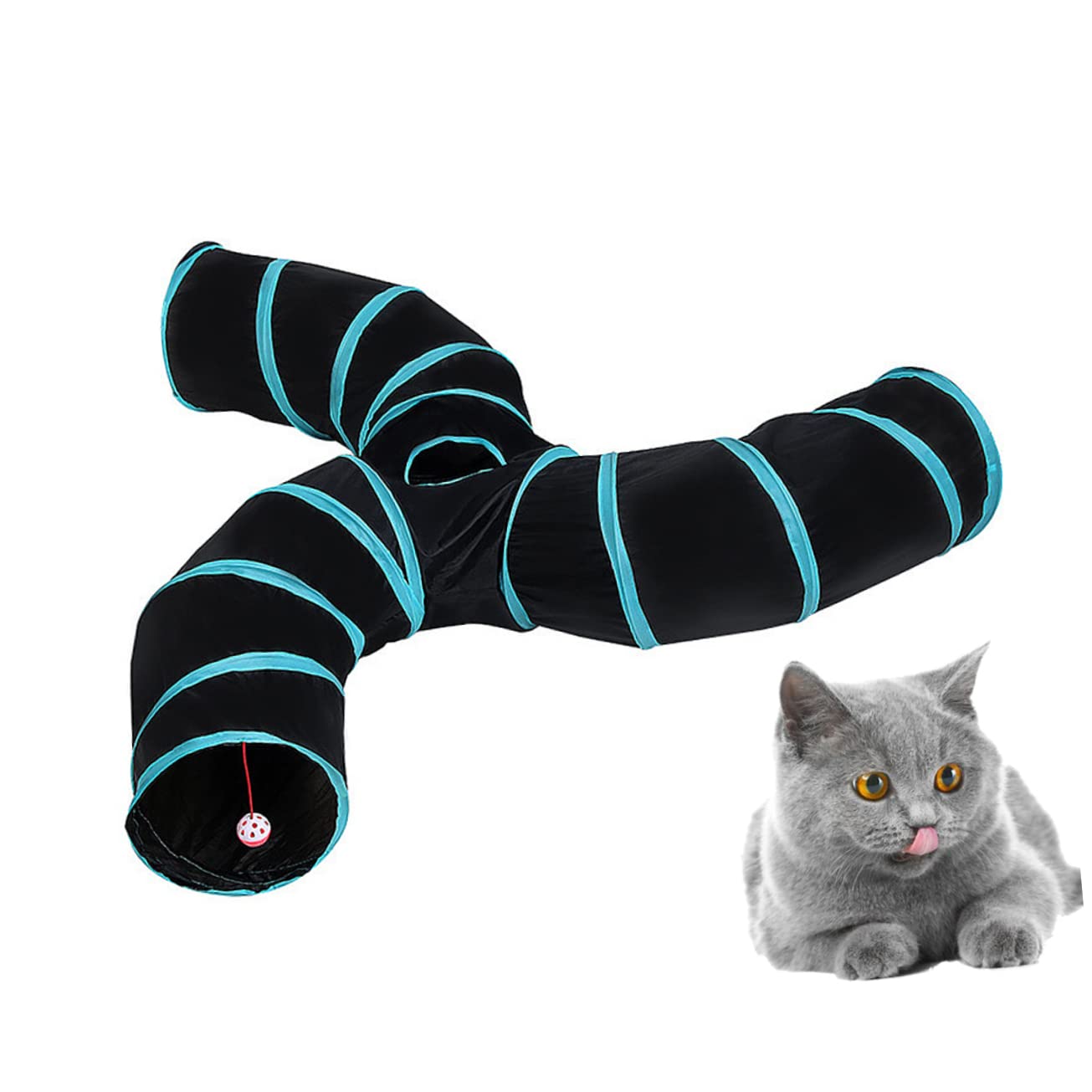 UPKOCH Tunnel Pieghevole per Gatti Imbottito Giocattolo Tubo per Animali Domestici Design Tre Tunnel per Divertimento del Gatto Piccolo e Portatile