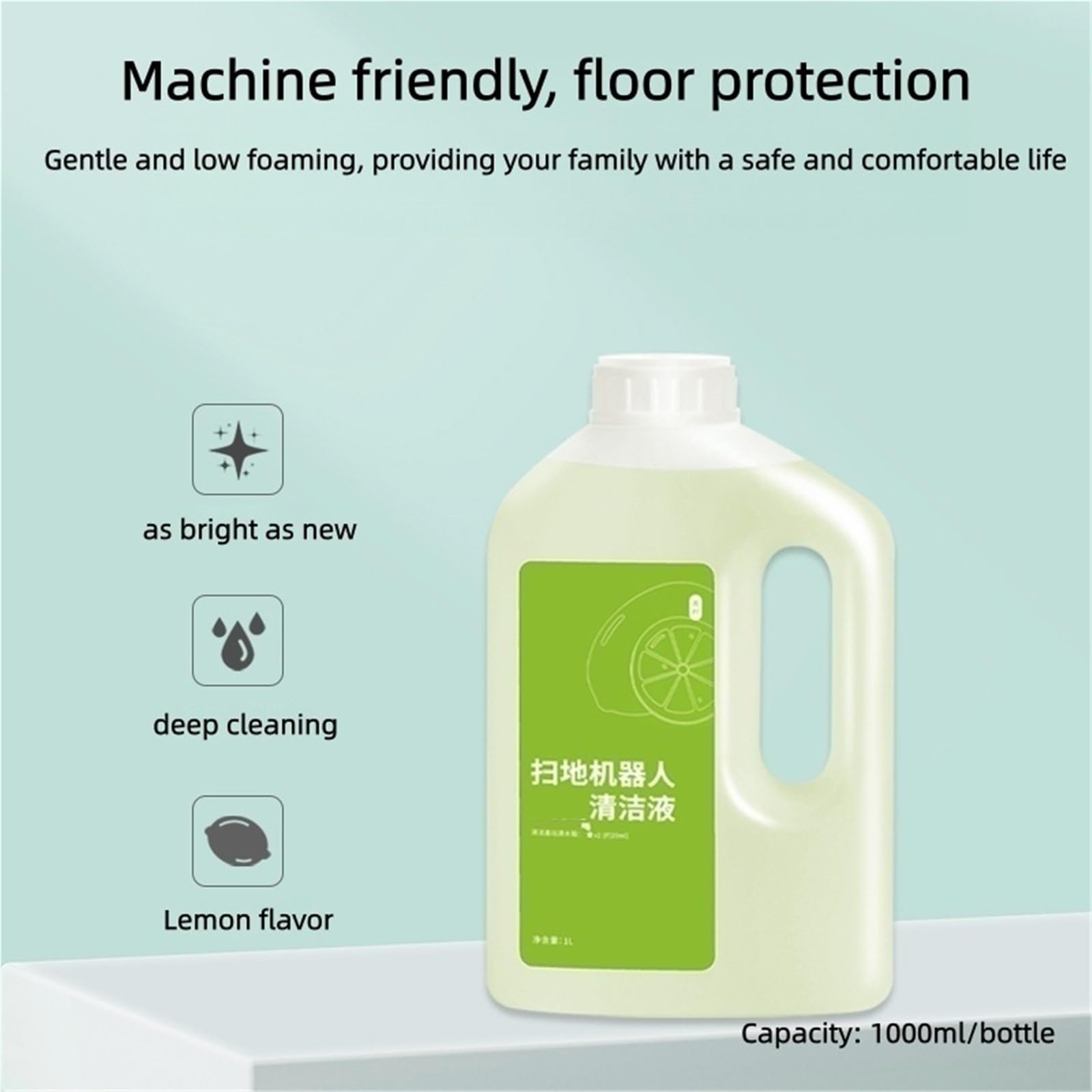 Solución limpiadora multisuperficie for suelos (2 botellas), compatible con ECOVACS DEEBOT X1/X2/T10/T20/T30. Agente de limpieza de repuesto.(A)