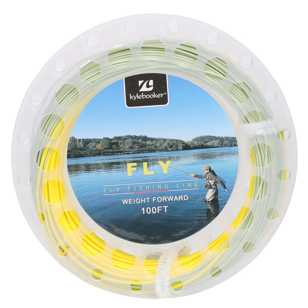 Fly Fishing Line with Welded Loop Floating Weight Forward Fly Lines 100FT (WF5F,Moss Green+Gold)