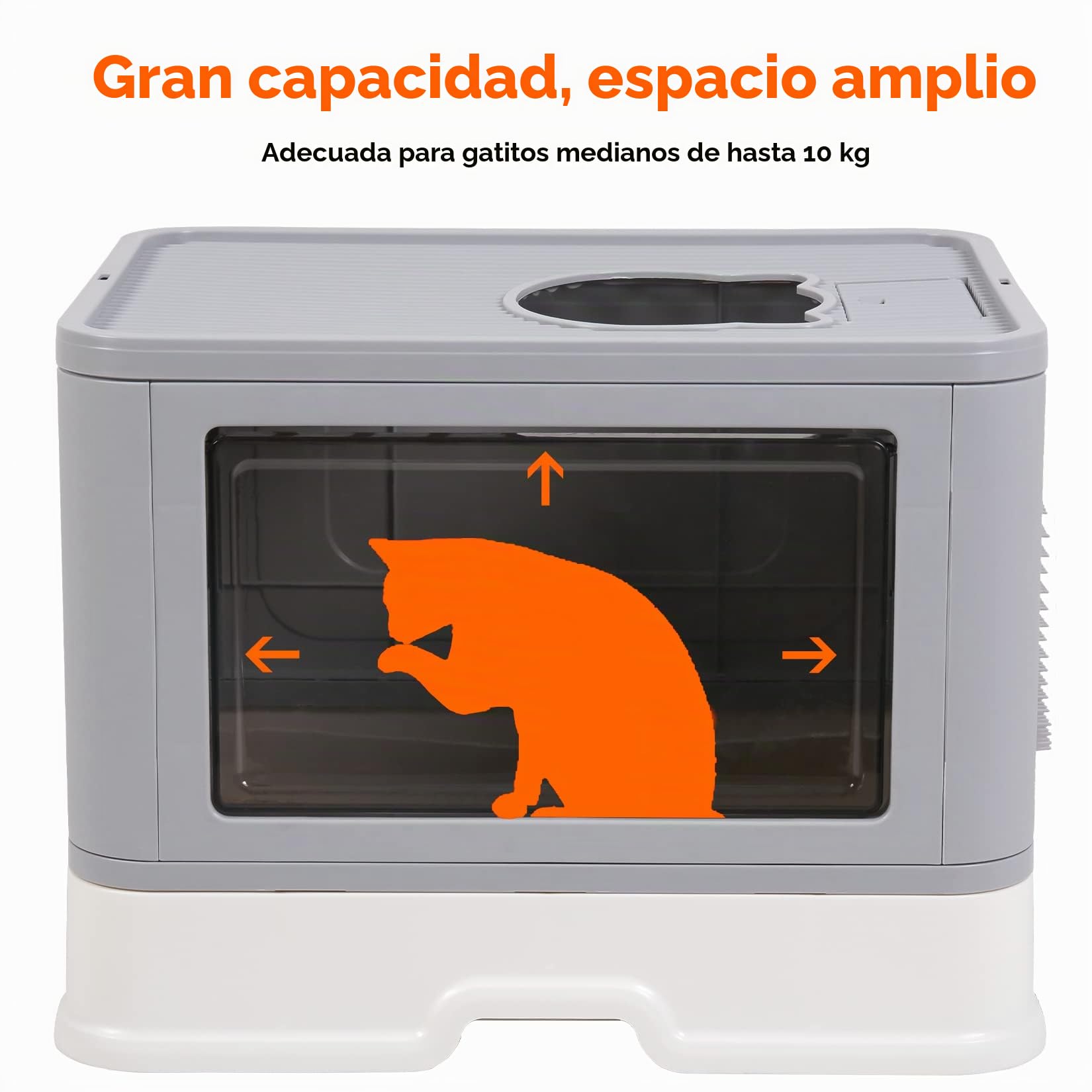 BingoPaw Arenero Gatos Cubierto Grande XXL con Cajon Bandeja Extraíble Caixa de Areia para Gatos Plegable Cerrado sin Olor con Pala y Almacenamiento de Bolsa de Basura, Cepillo de Masaje
