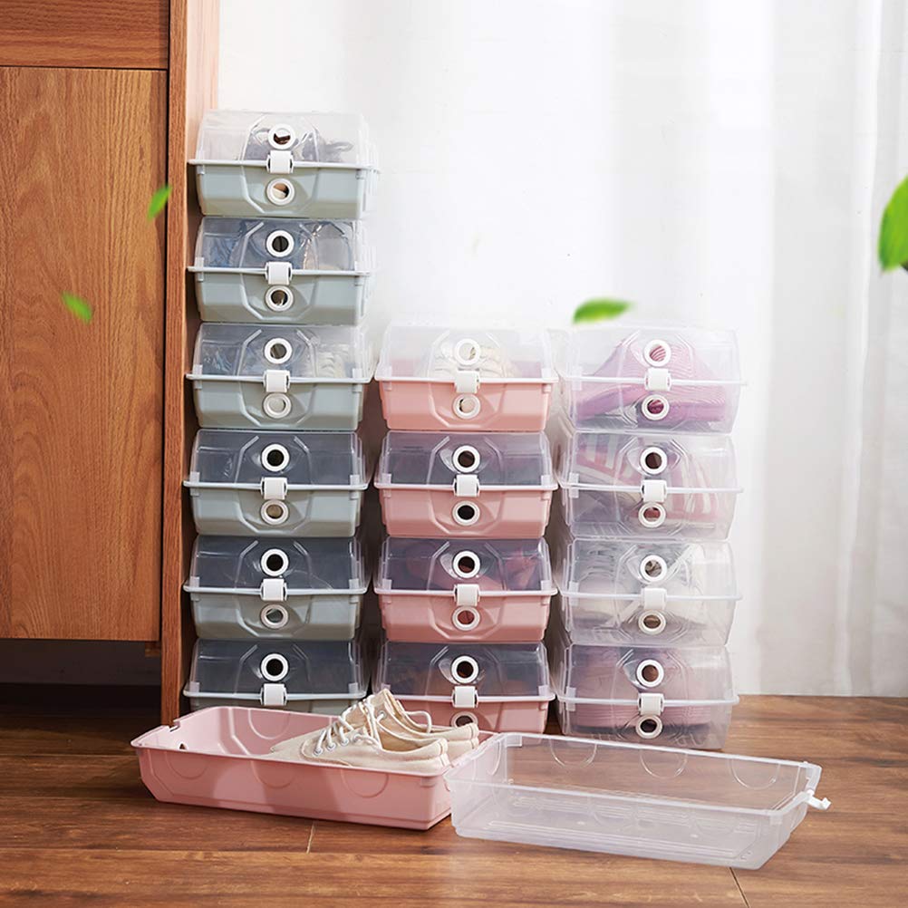 Cabilock Stackable Sneaker Boxes 2 Pack Clear Plastic Storage Boxes for Shoes Home Organization Dorm Rooms