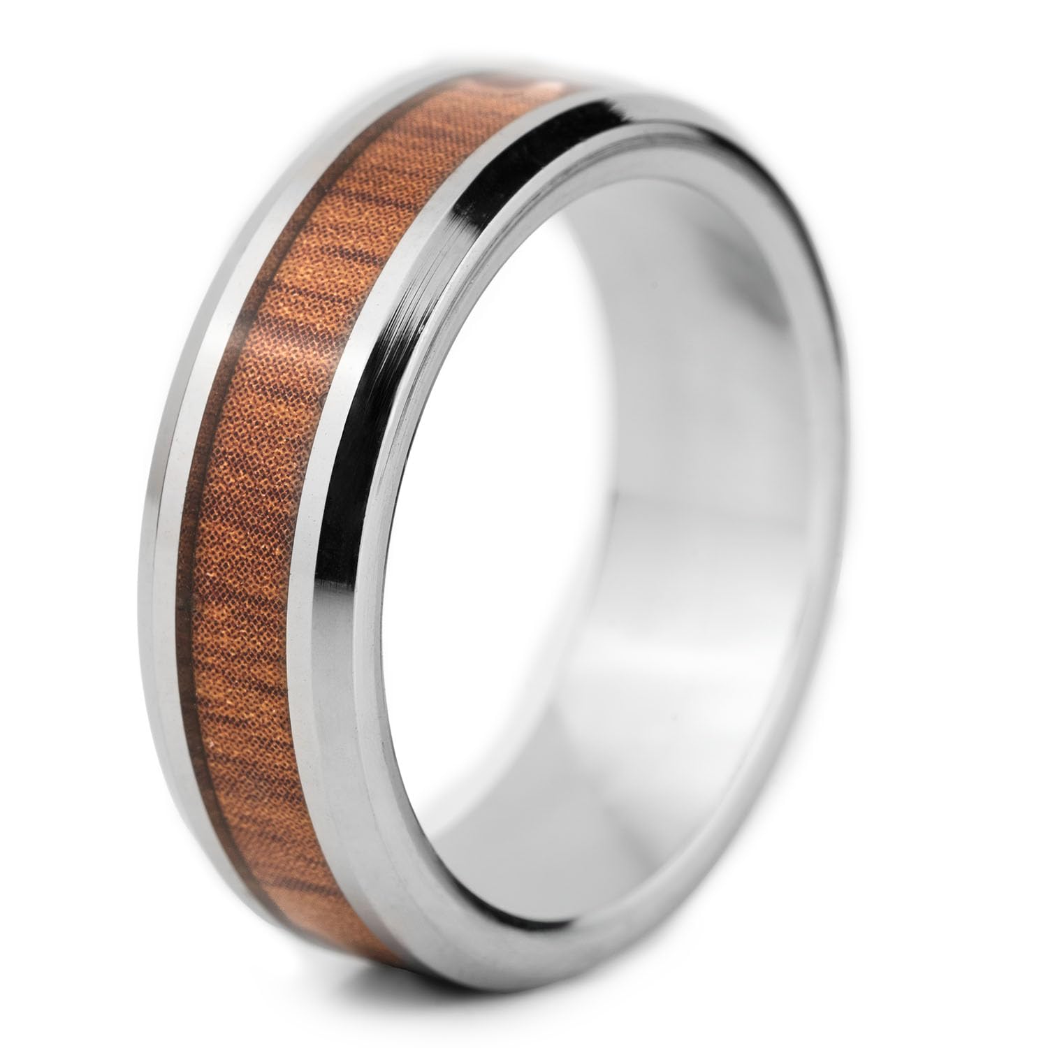 Men's Bold Designer Rings Collection | Black Stainless Steel, Flash Red, Carbon Fibre, Wood Inlay, Damascus Design Rings for Men-image-14