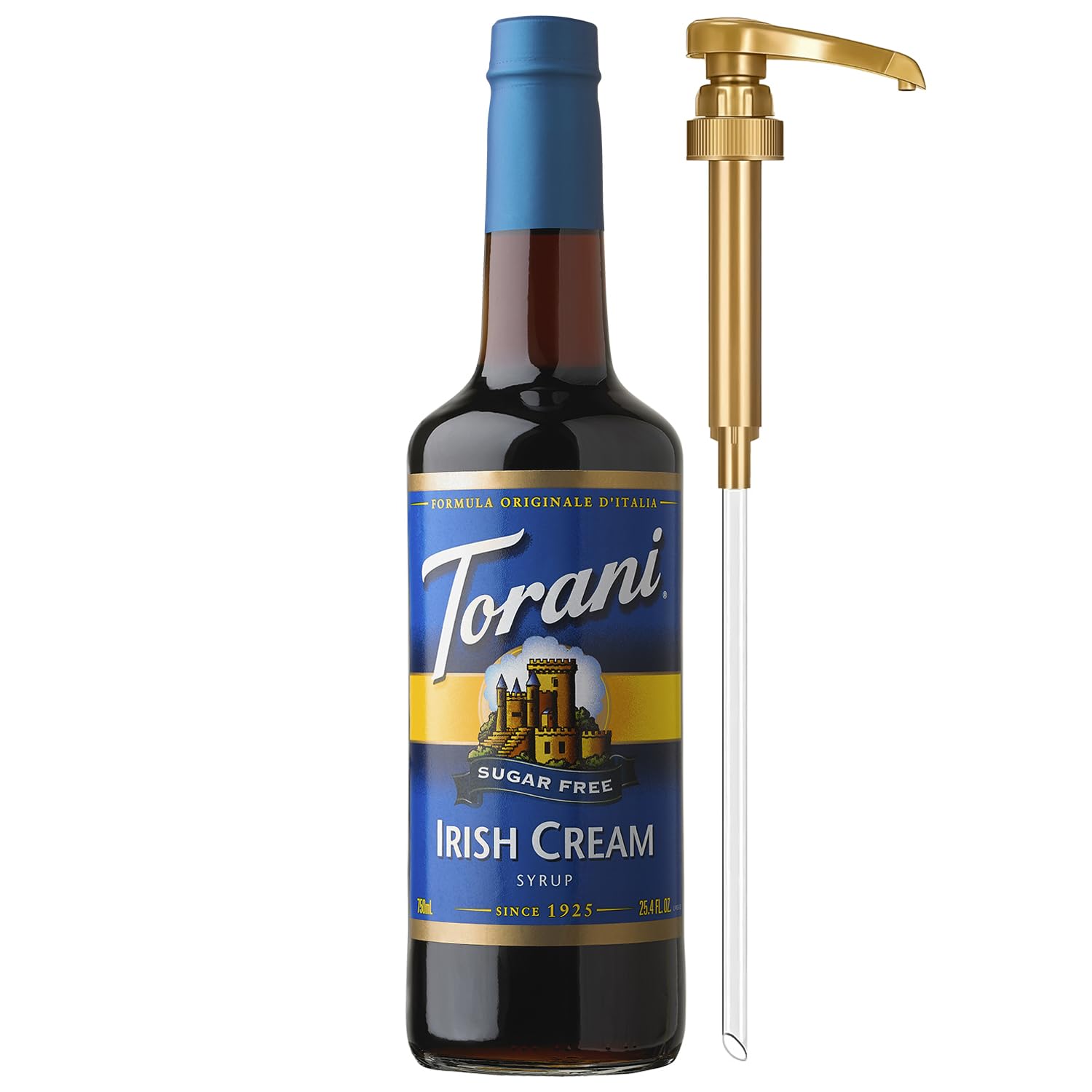 Sugar Free Coffee Syrup, Irish Cream Syrup for Drinks, Zero Calorie, Glass Bottle with Pump Included, 25.4 Fl Oz