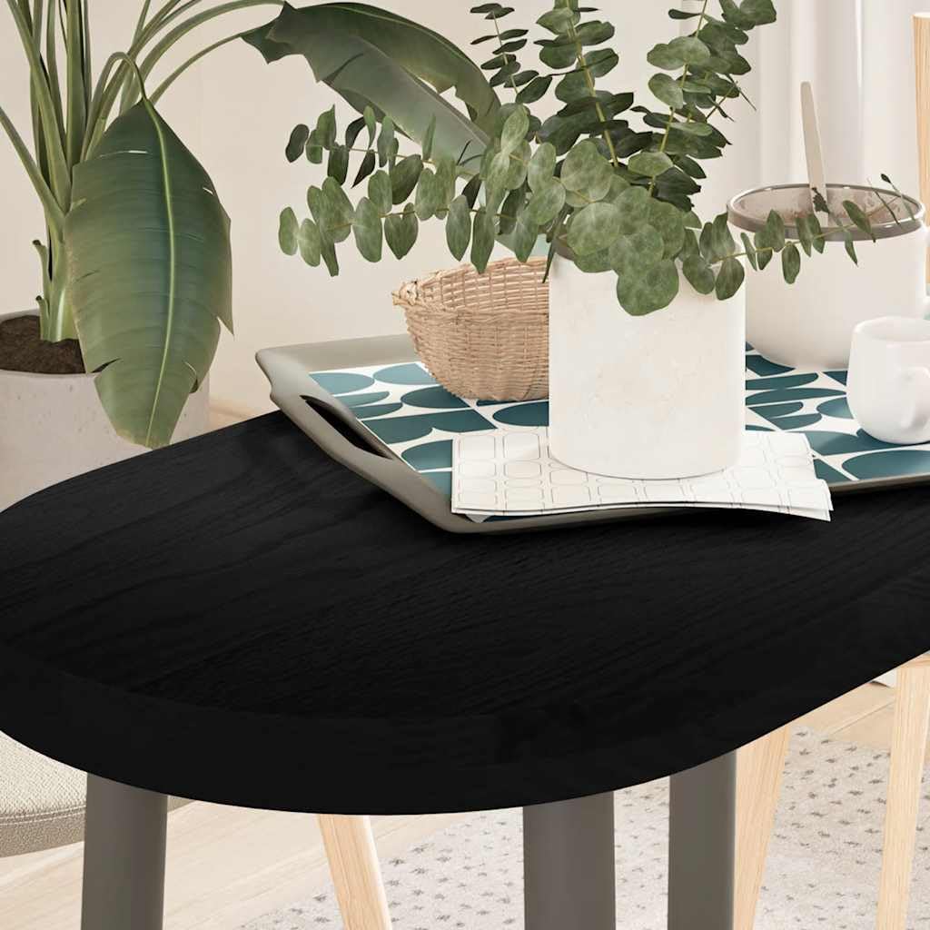 Tischplatte Dunkelbraun Oval aus massivem Eichenholz 80x40x4 cm, vielseitige Arbeitsplatte für Büro, Küche, Wohnen, stabiles Möbelbrett zum Bauen, Renovieren, DIY und Ersatz