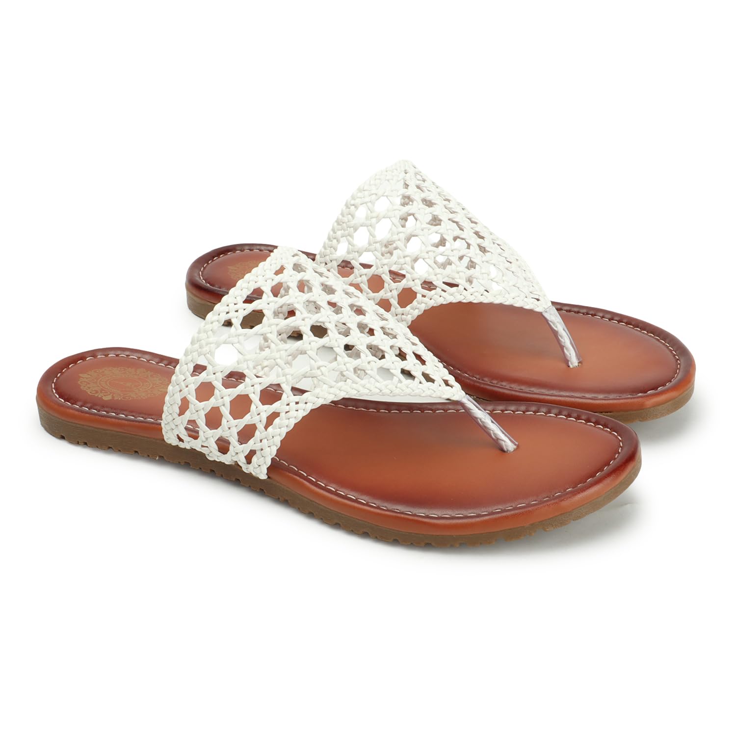 Stylish Casual Women Braided Detail Kohlapuri Criss Cross Flat Sandals-image-7