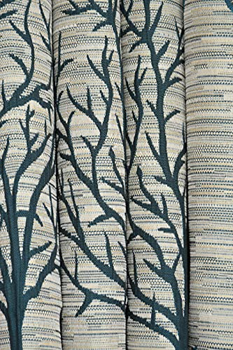 Image of HOME UTSAV 2 Piece Jute Blackout Heavy Jacquard Tree Curtains for Long Door 9 Feet, Aqua