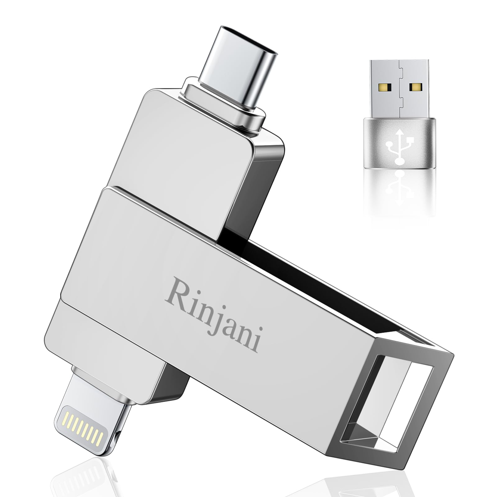 [Senza App] MFi Chiavetta USB 512GB per iPhone, Chiavetta USB C,Lightning | 3 in 1 Memoria Esterna per iPhone,iPad,Android OTG Smartphone,Mac,PC,USB 3.0 Pennetta,Pendrive Backup Foto,Video,Dati,Argento
