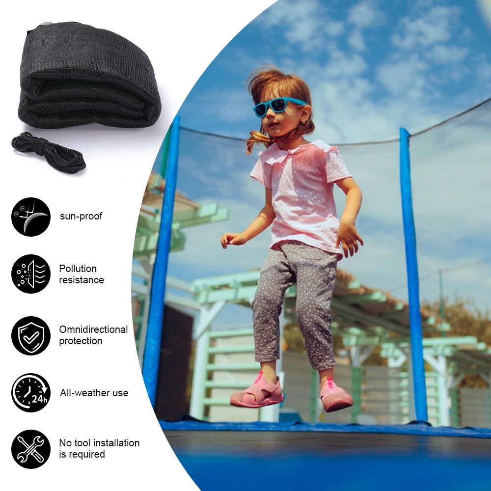 Rete di Sicurezza per Trampolino, Rete Ricambio Trampolino Ø 305cm con Cerniera e Fibbie, per Pali da 6, Altezza: 180 cm