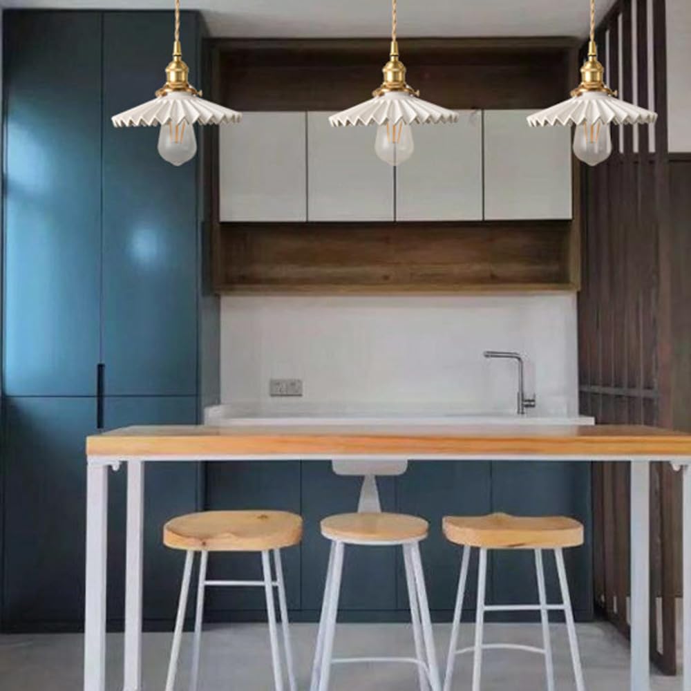 XYBZJP Japanese Retro Style Lighting Ceiling Lamp, Pleated Ceramic