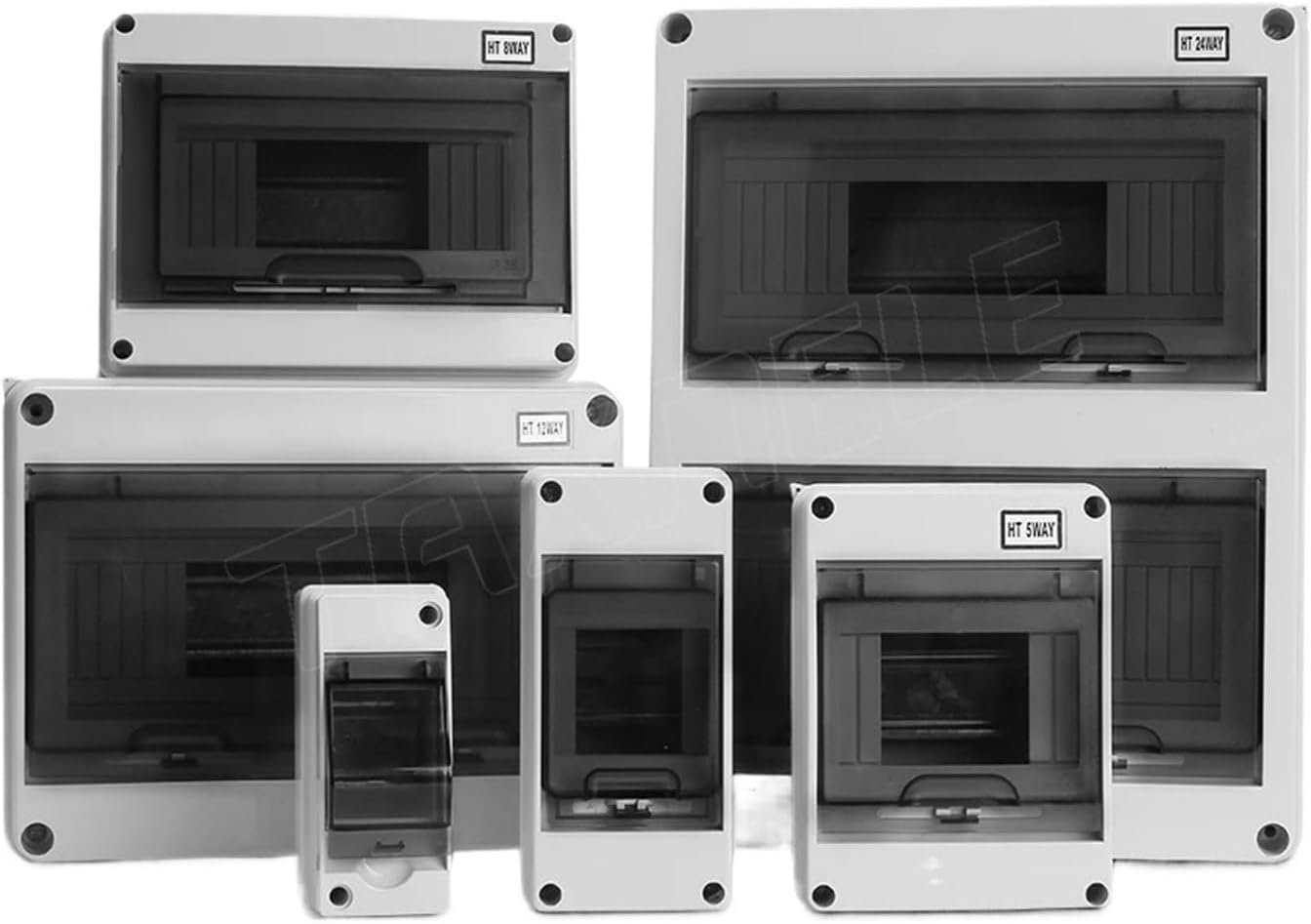 HT IP65 Outdoor Waterproof Electrical Distribution Box 2 3 5 8 12 15 18 24 Ways MCB Switch Meter PC Plastic Junction Wire Box(18 Ways)