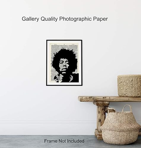 Miniatura 8 de Jimi Hendrix Upcycled Dictionary Wall Art Print  Foto vintage de 8 x 10 pulgadas sin marco, regalo para música rock n roll de los años 60, fanáticos