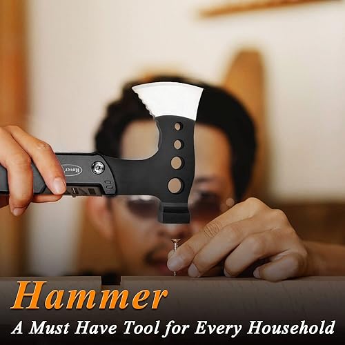 Miniatura 5 de RoverTac Herramienta multiherramienta para camping, hacha de hacha 11 en 1, multiherramienta, equipo de campamento, herramienta de supervivencia con